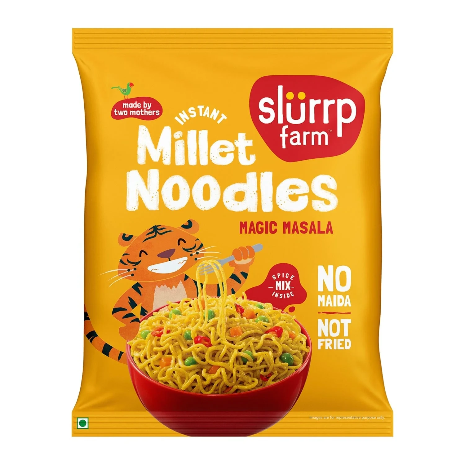 Slurrp Farm Millet Noodles, Curry Masala Flavor - Pack Of 3 (192g Each), No Maida, Not Fried, No MSG